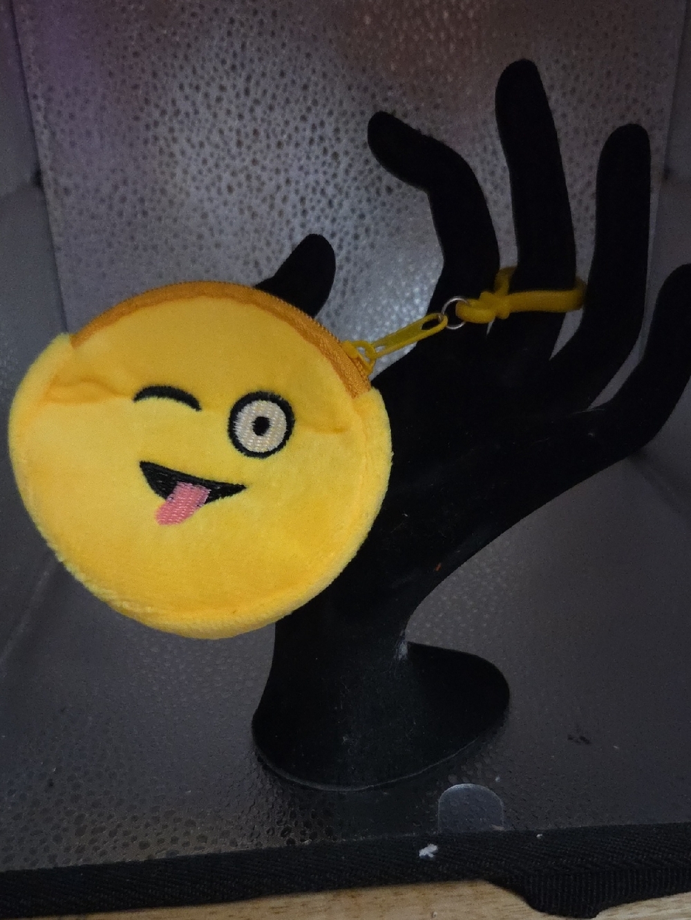 Yellow Winking Tongue-Out Emoji Coin Pouch Keychain
